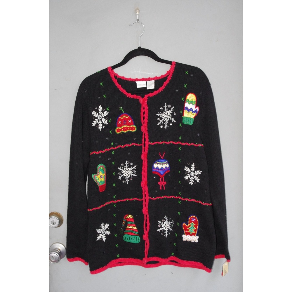 Vintage Cherokee Size L Christmas Holiday Winter‎ Ugly Sweater Embroidered NWT